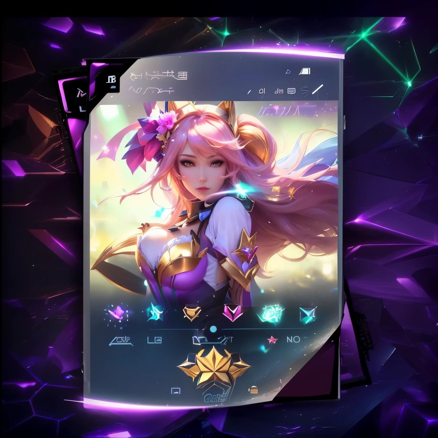 intricate holography smartphone fusion cyber fairy grunge AI, beautiful atmosphere, interface on the screen, Three-dimensional, miniaturization, perfection, insane details, absurd resolution, holographic rendering, beautiful detailed glow, smooth and flawless skin,
