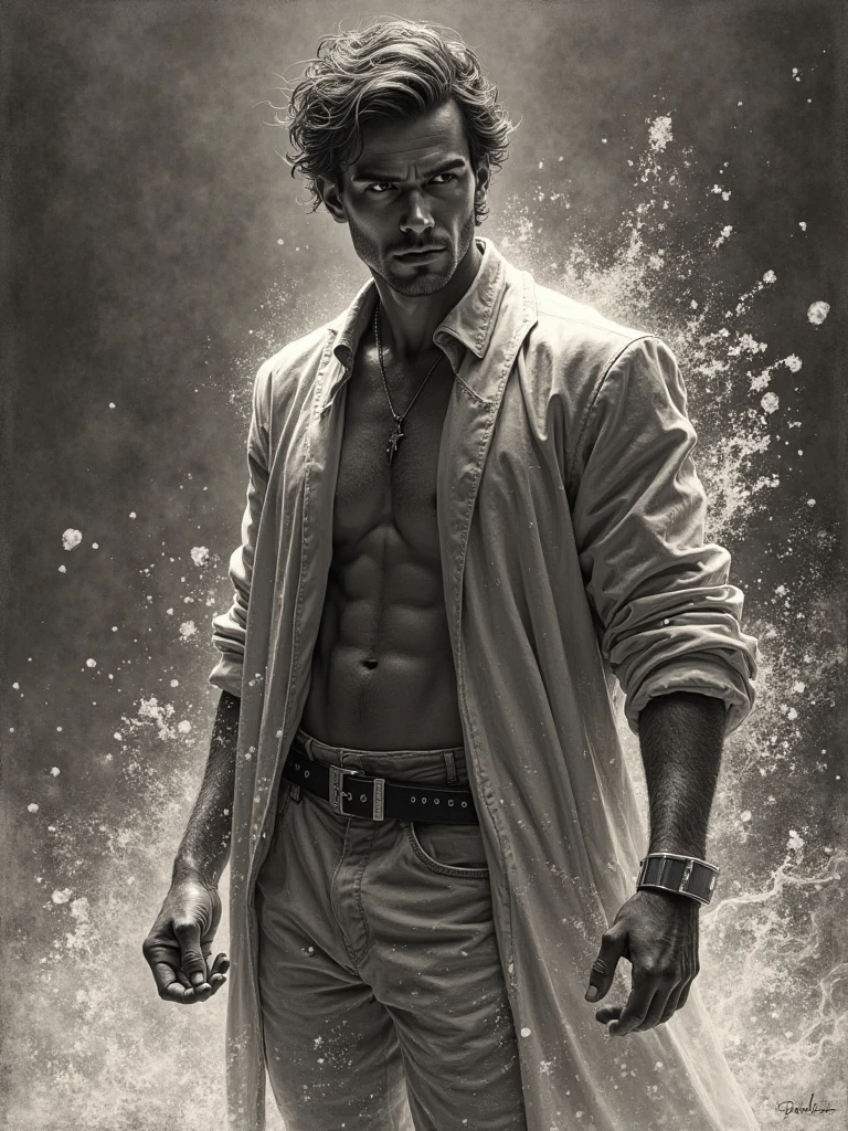 chiaroscuro technique on sensual illustration of an arafed man in white underwear, sexy masculine, diego fazio, male model, by Ludovit Fulla, model with attractive body, inspired by Ludovit Fulla, mid-shot of a hunky, the model draped in flowing, thick oil painting by Harumi Hironaka, extremely soft colors, vibrant, highly detailed, malcolm liepke painting, oil on canvas, high contrast, dramatic, refined, tonal, a thick textured oil painting, impasto brushstrokes, dry brushing,revealing underlayers, abstract landscape, moody lighting, dramatic shadows, muted earthy colors, vibrant colors, highly detailed, masterpiece,