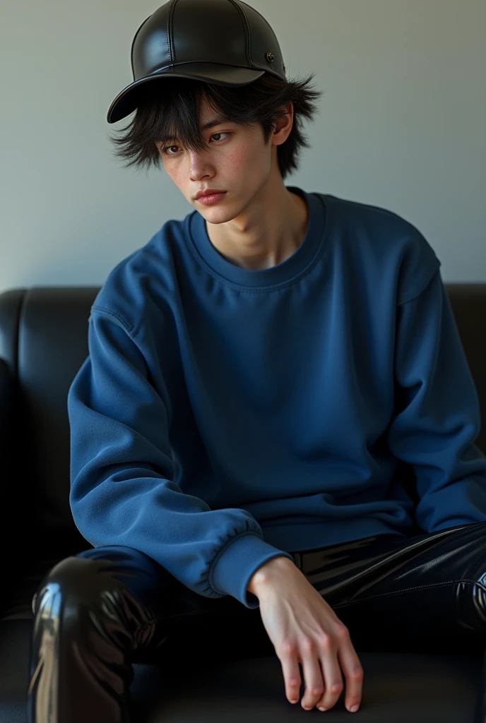 Boy with straight gray hair and orange clothes