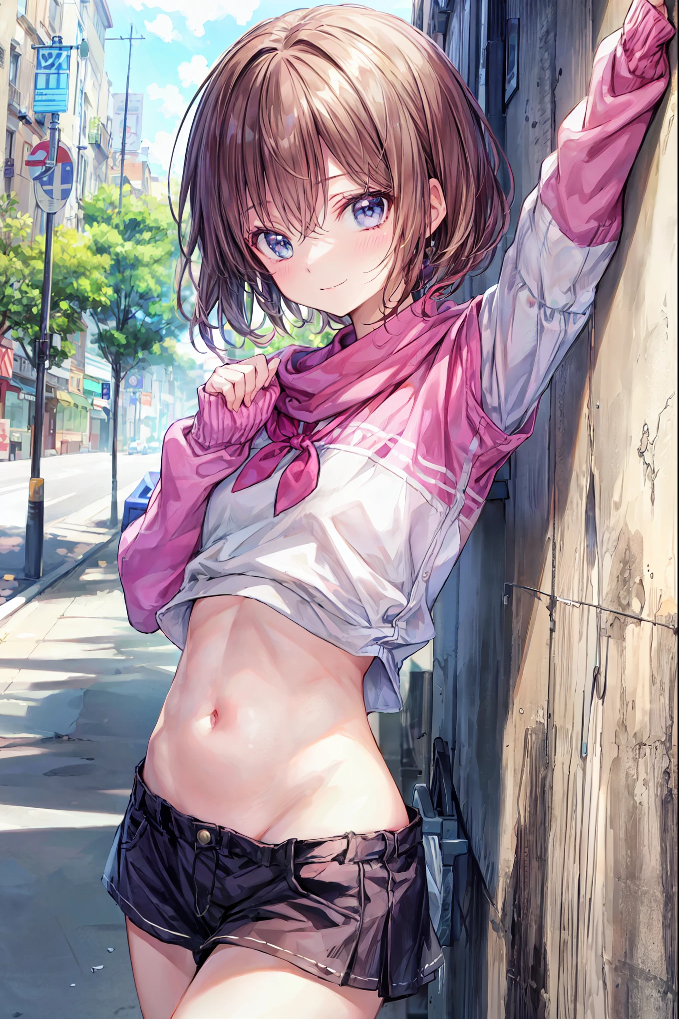 Astolfo, (Masterpiece:1.25), Best quality, High resolution:1.35, Anime, 2D, 16K, Dreamy, ((Femboy)), Curvy build, Skinny, Slender body, Fine detailed beautiful eyes: 1.2, Cute Expression, Blushing, Ulzzang, Erotic thighs, Lustrous skin, Portrait, (Crop top), , Standing pose on street, Night, Show vagina, Cute face, Long eyelashes, detailed eyelashes, eye shadows, glowing eyes, realistic eyes, Natural makeup, Clear facial features, Hyper detailed face, Lip details