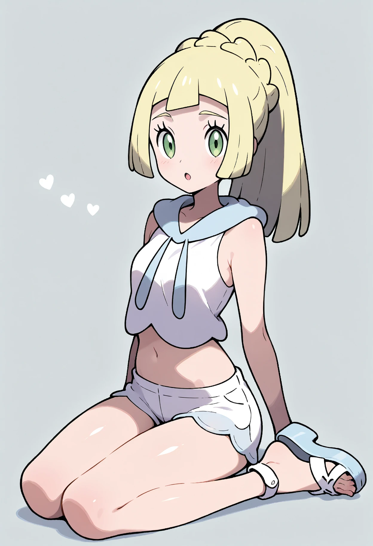 Browsing Caution,Sweat,White Breath,Pokémon,Lillie,(Futanari),Standing posture,room,Large areola,Flipping through underwear,White steam,Small breasts