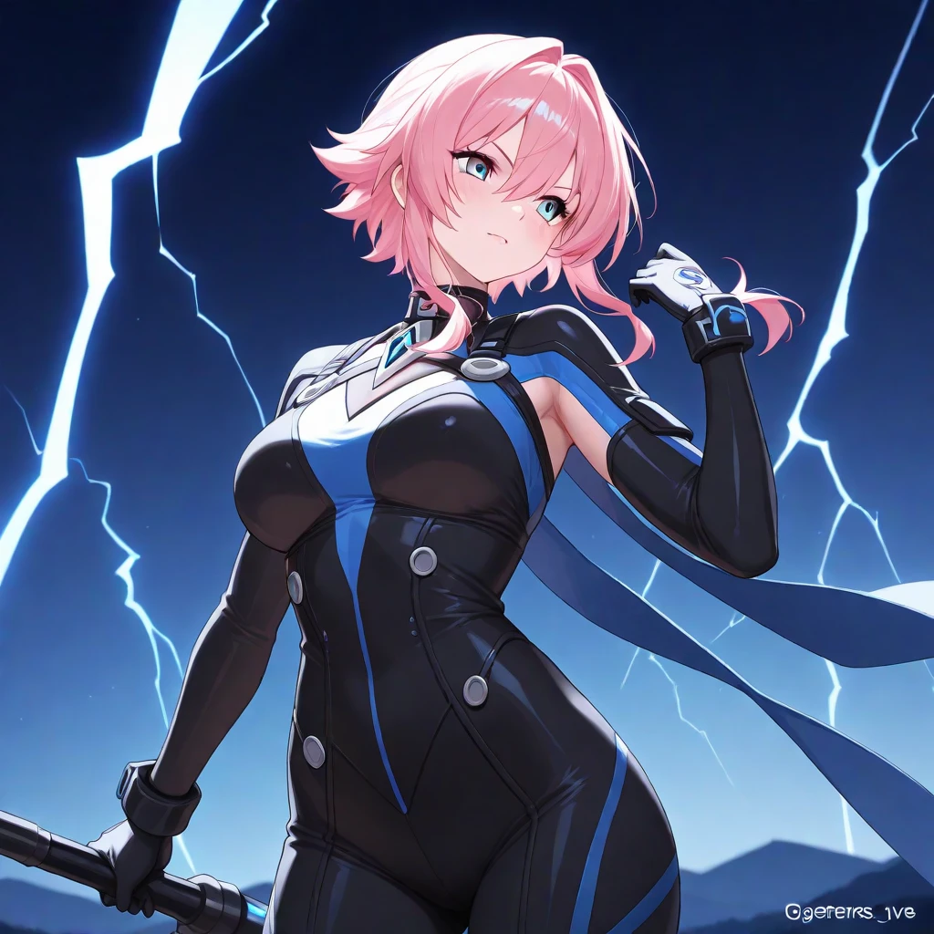 ultra-detailed, Explicit, Beautiful body, Beautiful Nose, Beautiful character design, perfect eyes, perfect face, ultra highres, 4K, beautiful legs, perfect legs, Nice hands, Perfect hand, Masterpiece, Best Quality, Highly detailed, illustration, absurdres, street fighter, doll suit, shadaloo doll, dollsuit, expressionless, blank eyes, looking at viewer, red gloves, emotionless, black latex, corrution, mind control, female combatant, full body, hypnotized, unhappy trance, full body suit, ribbed bodysuit, both arms at side, obey, perfect female body, extremely glossy latex, hypnosis, hypnoLora, empty eyes, Mind control device, poses, submissive_pose, Slave, hat, necktie, stand up straight, standing, standing at attention, hat, necktie, belt, latex, ribbed bodysuit, thighhighs, garter belt, Fighting Stance, extending the right arm from the shoulder into the air with a straightened hand, nazi saluting, military, military saluting, salute, thigh boots, solo, 1girl, Pink hair, blue eyes, medium hair, Komine Sachi, Fruit of Grisaia