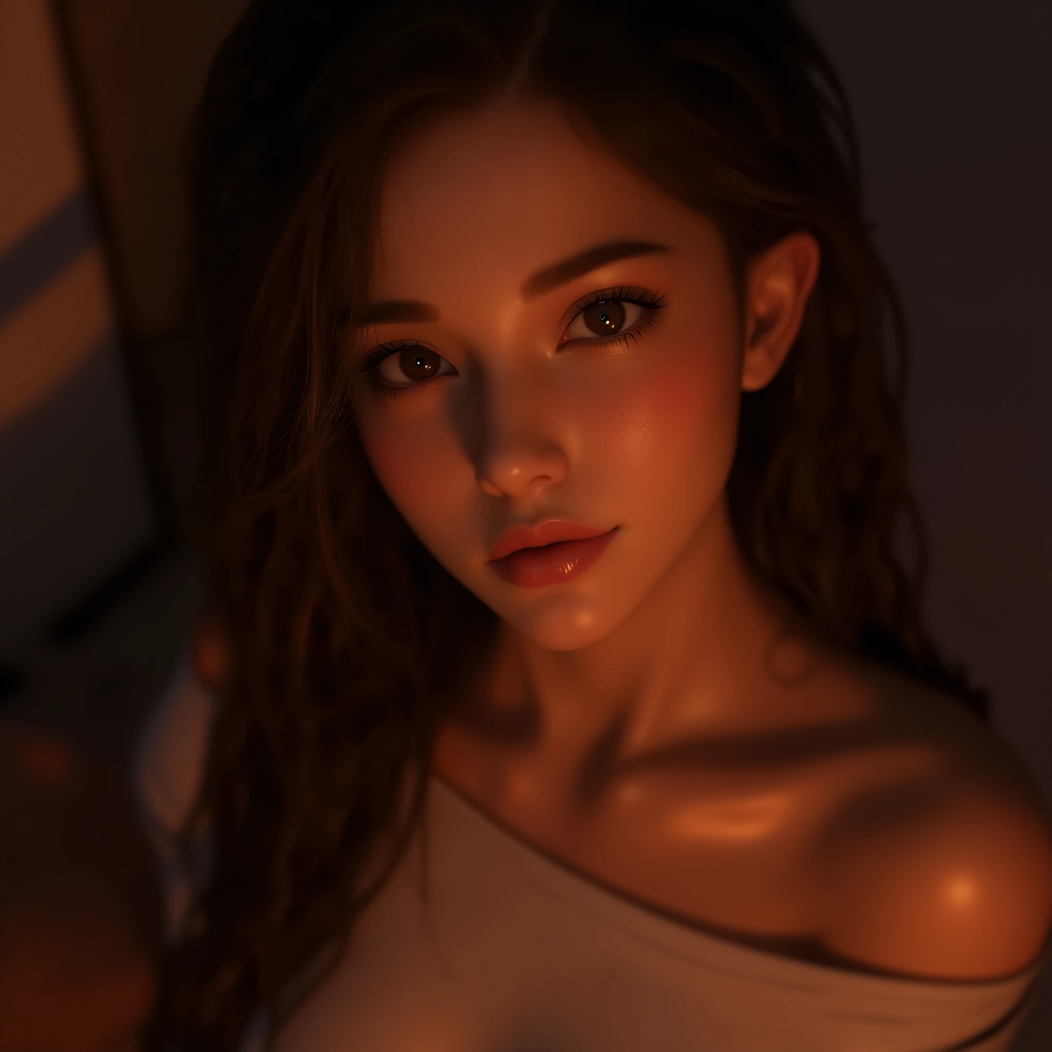 a romantic intimate encounter between a man and woman in an attic under the moonlight, extremely detailed eyes, lips, and faces, realistic, high quality, portrait style, soft warm lighting, mystical atmosphere with shadows and dust, nostalgic antique furniture, comfortable sofa, whispers of love, gentle touch and embrace, topless, stars in the night sky, chiaroscuro, cinematic, dramatic lighting, moody, atmospheric, intimate, sensual, romantic, passionate, tender, moonlight glow, natural skin tones, detailed fabric textures, elegant poses, intricate details, photorealistic, volumetric lighting, dramatic shadows, mystical, dreamlike