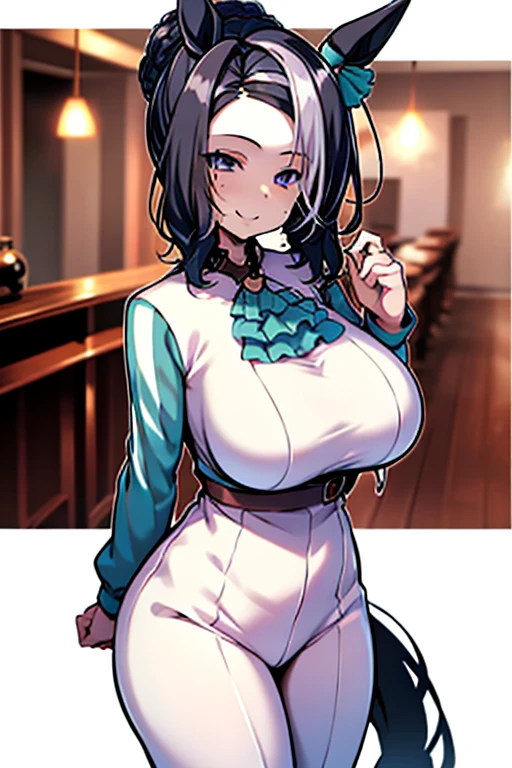 1girl, ganyu (genshin impact), looking down, fellatio gesture, naked apron, aqua apron, disgusted face, unhappy, emotionless, glossy lips, parted lips, serious gaze, glowing eyes, solid eyes, sharp eyes, eyeliner, heart-shaped pupils, perfectly round breasts, adult body, big breast, Shiny skin, perfect face, perfect hands, perfect fingers, non human fingers, perfect design, perfect detailed eyes, beautiful detailed eyes, top quality, best quality, masterpiece, detailed outfit, super detailed, ultra detailed, highly detailed, cinematic lighting