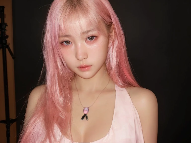 a close up of a woman con cabello rosado wearing a tank top, con cabello rosado, Cabello rosado que fluye, retrato suave 8 K, inspirado en Yanjun Cheng, linda chica con pelo corto rosa, retrato de jossi de blackpink, Cabello Liso Rosa, ulzzang, chica anime en la vida real, long Cabello rosado que fluye, tono de piel rosa pastel, Face Korean, Korean Woman, Korean Fem, K-pop group, K-pop Twice, Twice, Sana, Sana Face, Sana Twice, Minatozaki sana, Sana k-pop