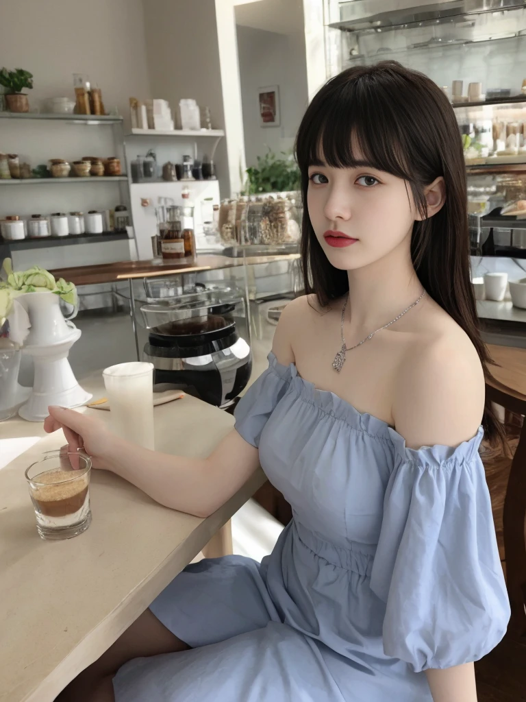 (Masterpiece, best resolution: 1.2), (brown eyes), seduction, smile, long hair, small breast, high-definition facial features, 8K, double eyelids, delicate facial feature, ((((wearing casual outfit with dress))), (((theme park))), (standing)