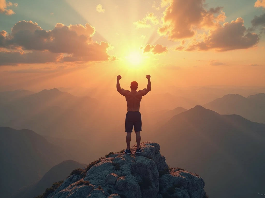 Human, athlete, hands raised, Good luck, sky, torso, motivation, result