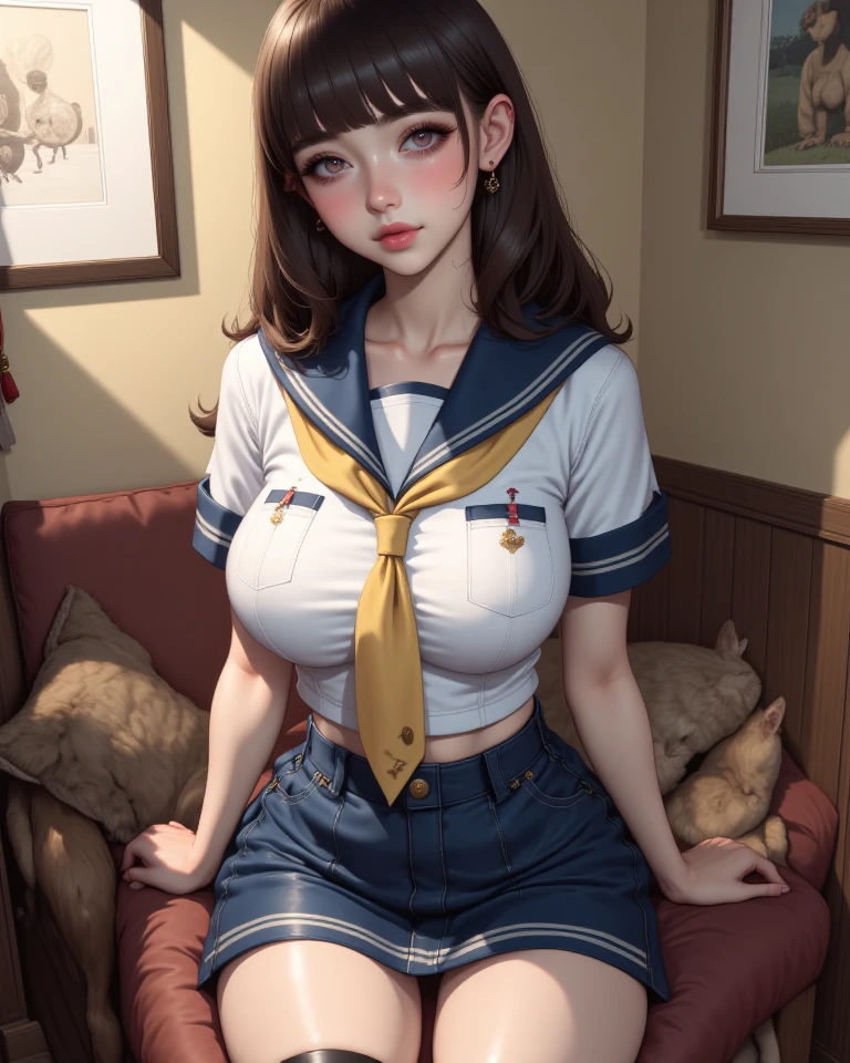 Pussy-piercing orgasm、Nipples numb with intense caressing、(U高resolution, retina, masterpiece, Accurate, anatomicaly_correct, texture_skin, wonderful_detailed, expensive_detaileds, expensive_quality, Highest_quality, expensive_resolution, 1080P, 高resolution, 4K, 8K, 16K), (beautiful_detaileded_eyes, beautiful_detaileded_lips, very_detaileded_eyes_and_face), soft_Lighting,Proportions of fashion models、Lewd Party、Alluring proportions、 Physically based_rendering, Vivid_color, (big_chest:1.5), (Shiny_hair, Shiny_skin, Sunburned_skin, blush), (前hair:1.5), eye_reflection, (Bokeh), 笑face_and_smile, (Peaked_cap, army_uniform:1.5),