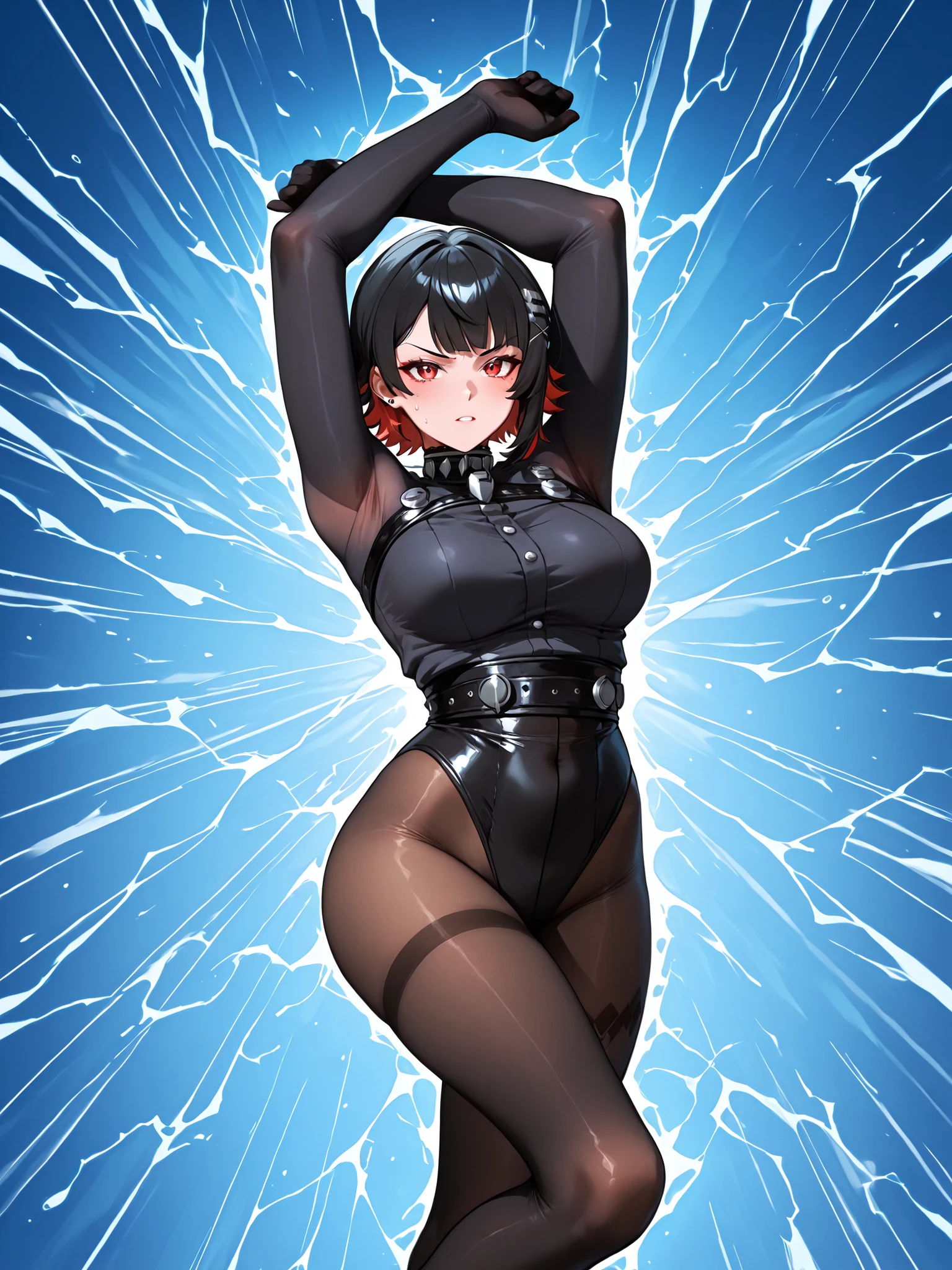masterpiece, Highest quality, Red hair, Elf Ears, girl(One person), Fairy(Megami Tensei), Shiny skin, Perfect Face, Seduce your audience, First-person view, , かわいい小柄なgirl, Wedgie Leotard, Highly detailed face, Hands behind head, shortness of breath, Erotic atmosphere, In heat, Rui々Beautiful lips, Vulgar pose, Seductive, Sexy, Big Ass, , Sweaty, Wet clothes, (Whole body 1.2), Spread your legs, Inside the room, Bend, ,