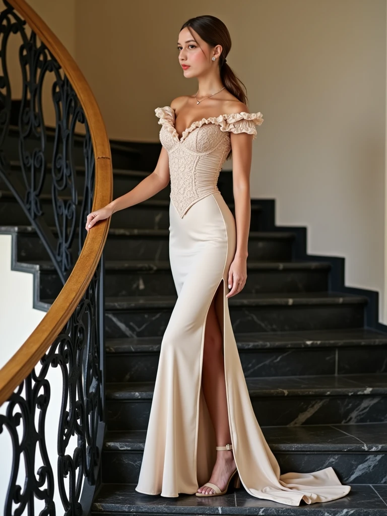 Sexy blonde girl in elegant dress