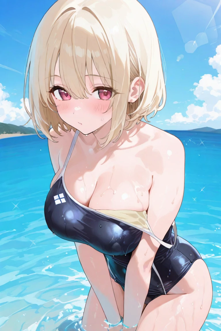 Beauty and, nemu manaka, girl1people,brown hair, side lock, purple eyes, swimsuit,beach,smile ,1in people,
(masterpiece:1.2), highest quality, High resolution, unity 8k wallpaper, (figure:0.8), (Dense and beautiful eyes:1.6), Highly detailed face, perfect lighting, Very detailed CG, (perfect hands, perfect anatomy),stylish pose,stylish angle,looking at the viewer,in the center of the image,(beautiful_chest:1.3), (beautiful_face:1.4),