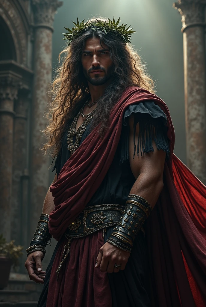 strong man long dark hair 19th century
