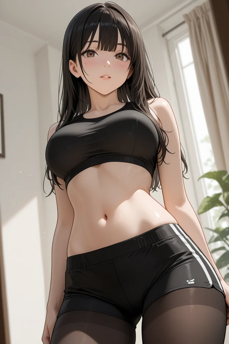 Woman in tank top taking photo, White Bikini 、Angle from the front、look up to、Exposed tank top and black leather skirt..The skirt is flippedand the panties aree、Beautiful facial features、beautiful thigh、Beautiful belly button、Wear a lab  over a tank top、much shorter leather skirts、Sit so that you can see your panties.、Short skirts ok good on the thighs、Panties are in full view、Glosarance、Open your legs from side to side、Take a good look at your panties,、panthyhose、White panty、Beauamel toe、beautiful thigh、Bful facial featuTail、 nurse girl,  Nurse lab coat,The front of the lab coat is open、 close - fitting nurse costume, doctor, sakimichan, (doctor), White uniform, Yasumoto Oka