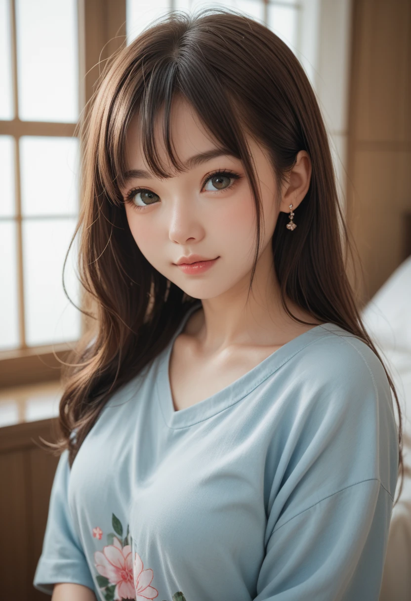 ((1girl)), ((Best Quality)), (Ultra-detailed), (extremely detailed CG unified 8k wallpaper), Highly detailed, High-definition raw color photos, Professional Photography, Peanut butter brown hair, Amazing face and eyes, Pink eyes, (amazingly beautiful girl), School,
