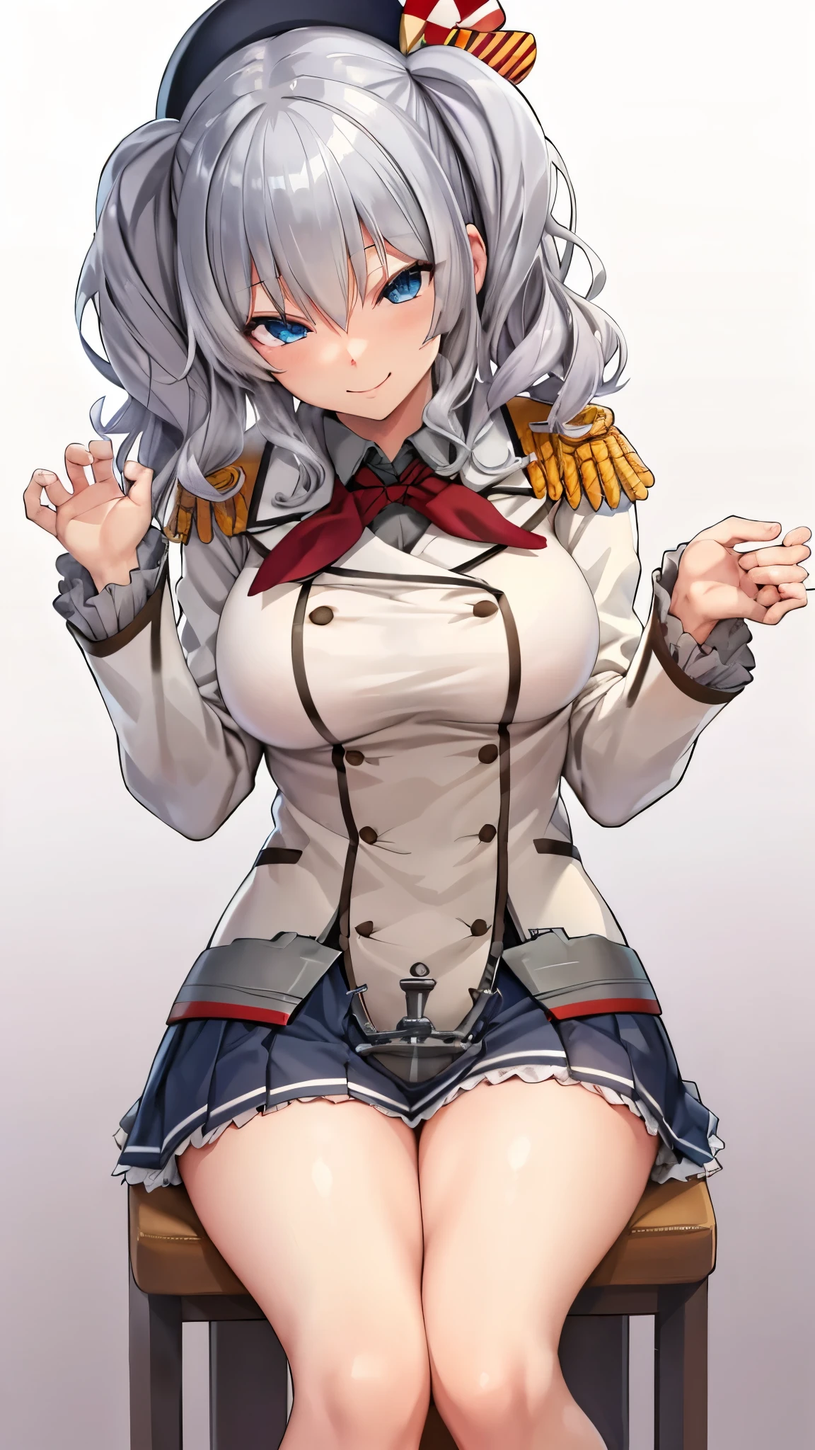 NSFW,((1man with 1woman,Having sex)),(supright straddl),hug,乳首,bared chest,Revealing clothes, masterpiece, top-quality,kashima, kashima\(kancolle\), white hair, blue eyess, hair wavy, Twin-tailed, tsurime eyes, beret, epaulette, frilly sleeves, jaket,, long-sleeve, Military, Military, Military, a miniskirt, pleatedskirt, Evil smile,red neckerchief, Tsurime, white glove, anchor