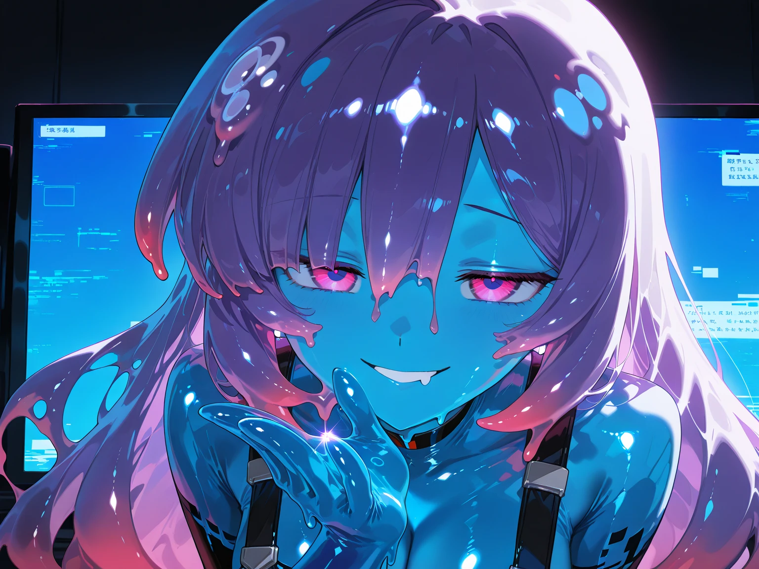 ((vintage mcdonalds fast food restaurant)), (((liminal horror))), (((analog horror))), (((dim lighting))), (((flickering lights))), ((spilled purple shake)), (((purple lighting))), (((purple horror atmosphere))), purple ooze, mind-controlled anime character sitting at a desk with spilled purple shake in tall clear plastic shake cup, (((clear tall plastic cup knocked over))), (((purple shake oozing everywhere))), ((purple shake oozing across desk onto floor)), ((purple shake splattered on walls)), ((purple splatters on wall and floor)), (((glowing staring eyes oozing purple glowing liquid))), lofi girl, analog horror girl, lofi artstyle, lofi art, lofi portrait, lofi feel, lofi vibes, lofi, lofi vibe, lofi colors, lo-fi art, lofi hip hop, lofi girl aesthetic, lo-fi illustration style, lofi aesthetic, (((highly stylized 80s anime screenshot)))