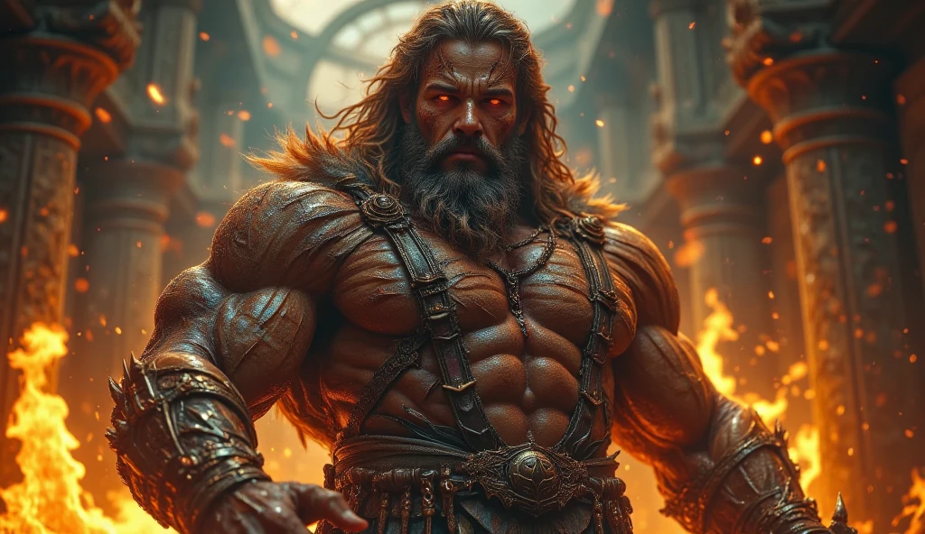 Creatures from Norse mythology,(One-Eyed Giant:1.3),(The huge single eye is covered by a black eye patch),(whole body),Vision,powerful,Wild,Intricate details,forest,Blazing Hell,harsh environment,Fantasy Art,Dark Fantasy, Dramatic lighting,epic,destroy,fear, (Best quality,8k,high resolution,masterpiece:1.2),Ultra Detailed,(1.4 times more realism)