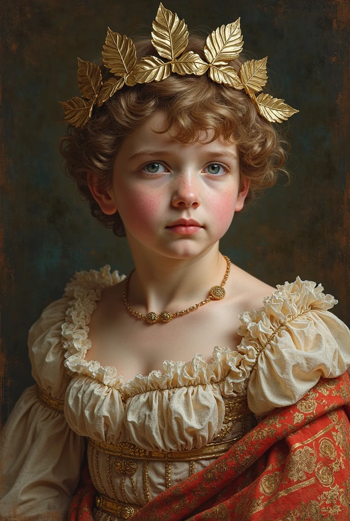 uma pintura de uma jovem vestindo uma tia com flores em seu cabelo, retrato da princesa, Pintura do retrato de uma princesa, Retrato da princesa, Retrato de uma princesa, retrato real, Retrato de uma jovem imperatriz, pintura de retrato real, princesa feminina bonita, Retrato da princesa real, retrato muito bonito, retrato realista do renascimento, princesa bonita, imagem retrato bonita, lindo retrato