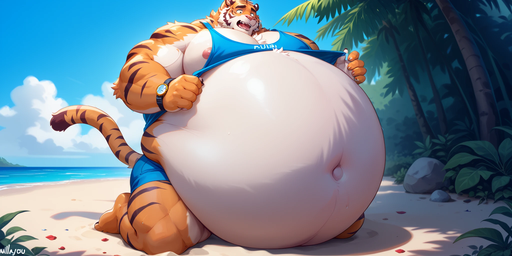 male‚big sphere belly‚big belly‚bulge crotch in loincloth‚fat belly‚big chest‚pregnant‚muscular‚bodybuilder‚big abdominal muscle‚loincloth‚big fat belly‚huge bulge belly‚A loincloth with a huge bulge in crotch‚huge belly muscular ‚huge bulge belly‚big fat belly ‚gigantic belly‚ waterfall ‚ summer 