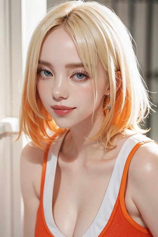 One Girl,alone, Upper Body,Show Viewer, White Background, Bobcut, short hair, ((Golden Hair:1.2)), Compensate , Lips parted, Black Lips, eyeliner, Gothic, Goth Girl,(((Completely naked))),(((nsfw))),((Small breasts))