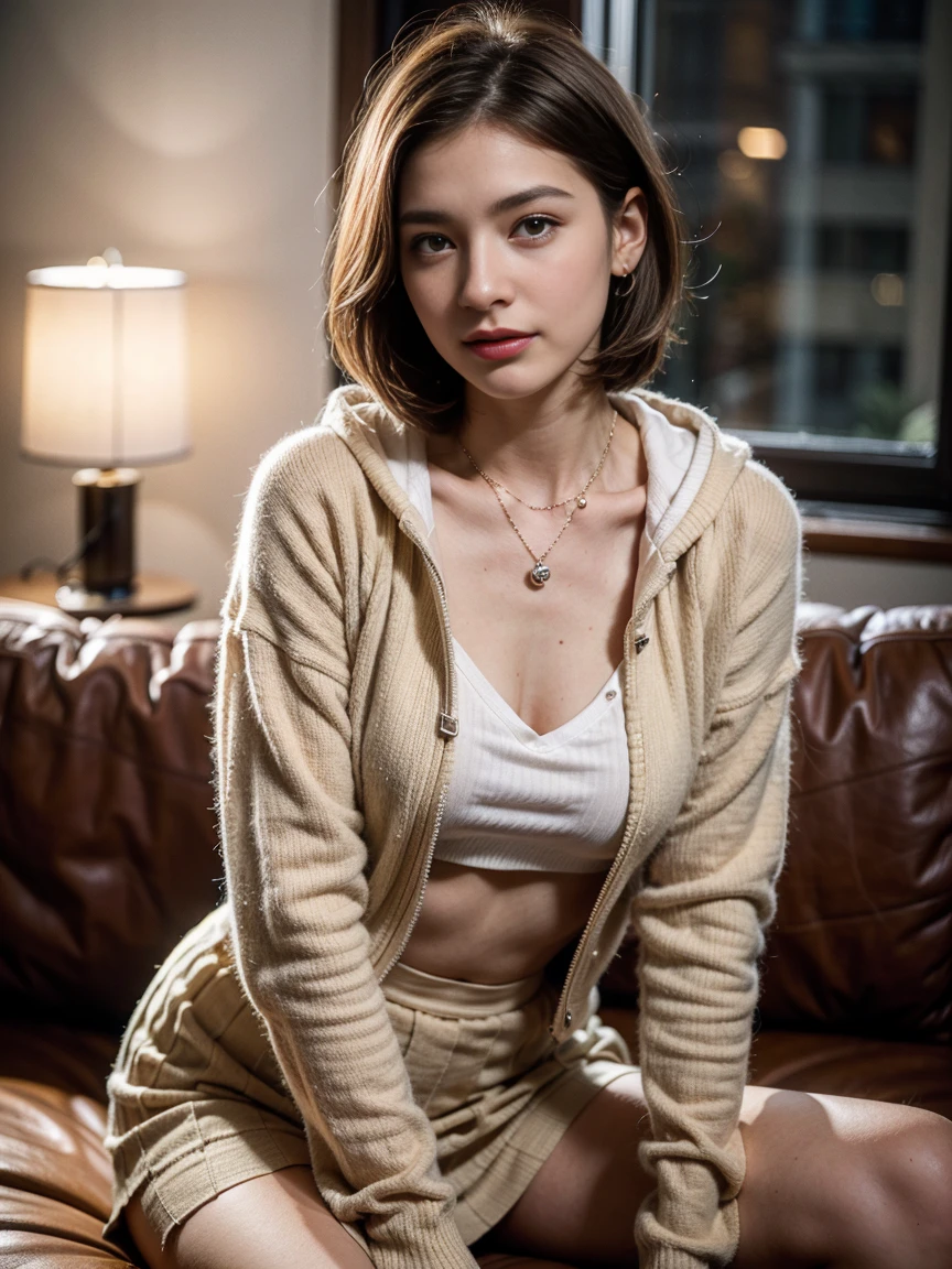 masterpiece、8K、32K、top-quality、(A detailed eye)、(A cute Japanese woman、bangss:1.3)、23years old、1 girl in、elegent、(tennis coat:1.5)、(compression tank top:1.3)、Cheerful、(Voluptuous:1.2)、beauty legs