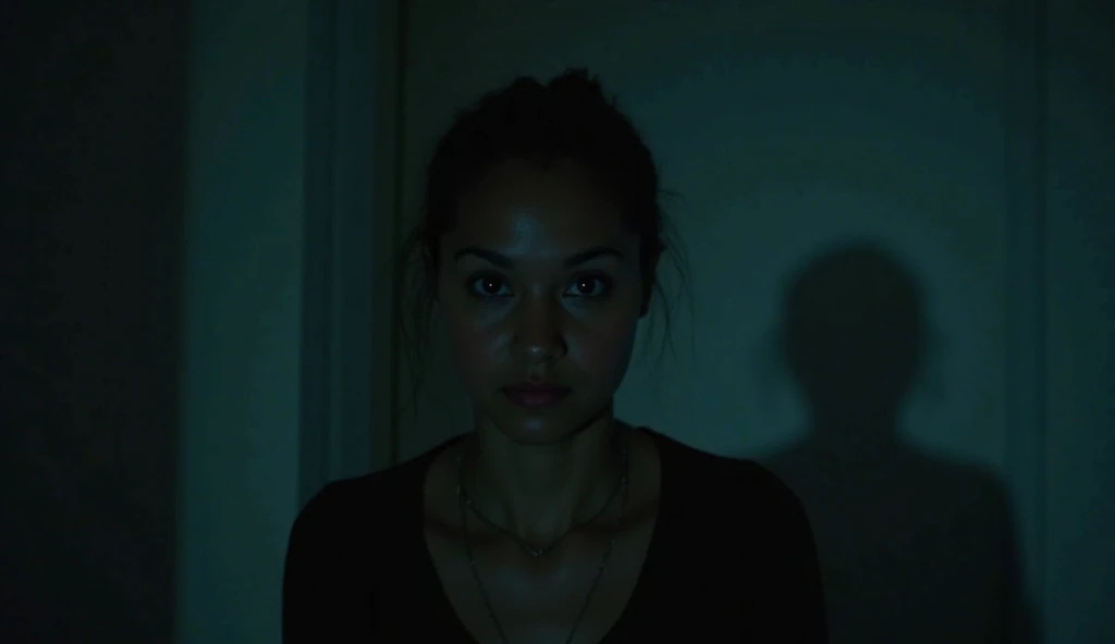 A scary monster in the dark, it has translucent skin and empty eyes, movie still from a horror movie, cinematic, aesthetic