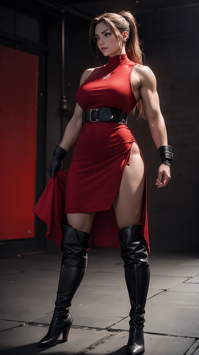 (melhor qualidade)), ((Obra de arte)), (detalhado), Muscular full body sex super girl, big breasts, fully front view, beautyfull face