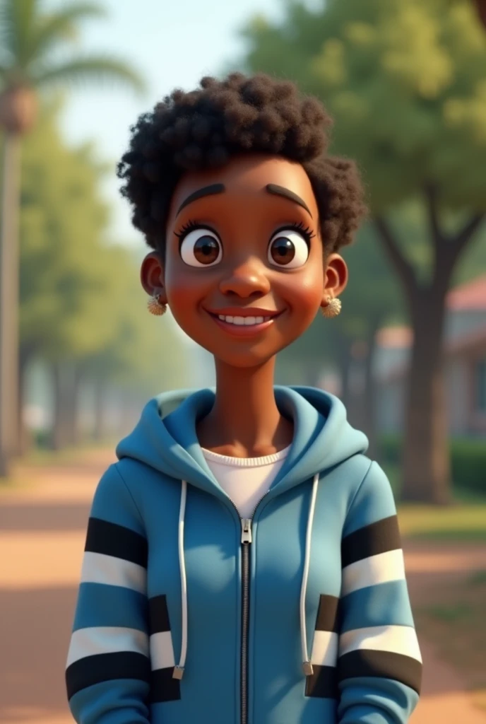 Personagem de desenho animado 3D segurando um pequeno celular em uma rua da cidade, menino negro, (afetos faciais detalhados)(((baby))), arte do filme, tiro limpo, ghailan!, como um personagem pixar, jovem bonito, cabelo afro, grace and blessing, (((sorriso bonito))), renderizado em irreal, imagem promocional do filme, imagem renderizada