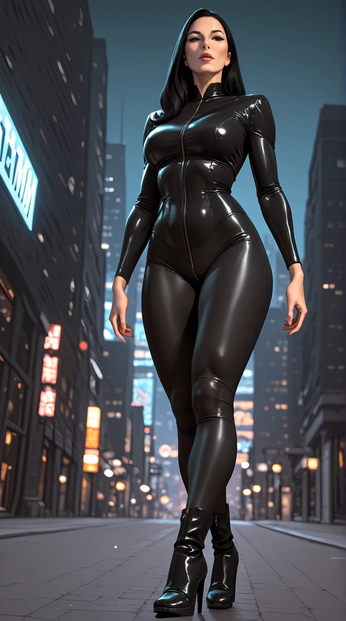 Round legs, full body, Rogue&#39;s unsinging legs, sexy original suit style, fantasy, green and yellow suit style, ((Red and white hair)), urban background, , 30-megapixel, 4k, Canon EOS 5D Mark IV Digital SLR Camera, 85mm lens, sharp focus, intricately detailed, long exposure time, f/8, ISO100, Diffuse backlight, Award-winning photo, Face-to-face camera, look into the camera, Monovision, perfect contrast, High sharpness, facial symmetry, Depth of the bounds written, Super detailed photography, raytraced, global illumination,