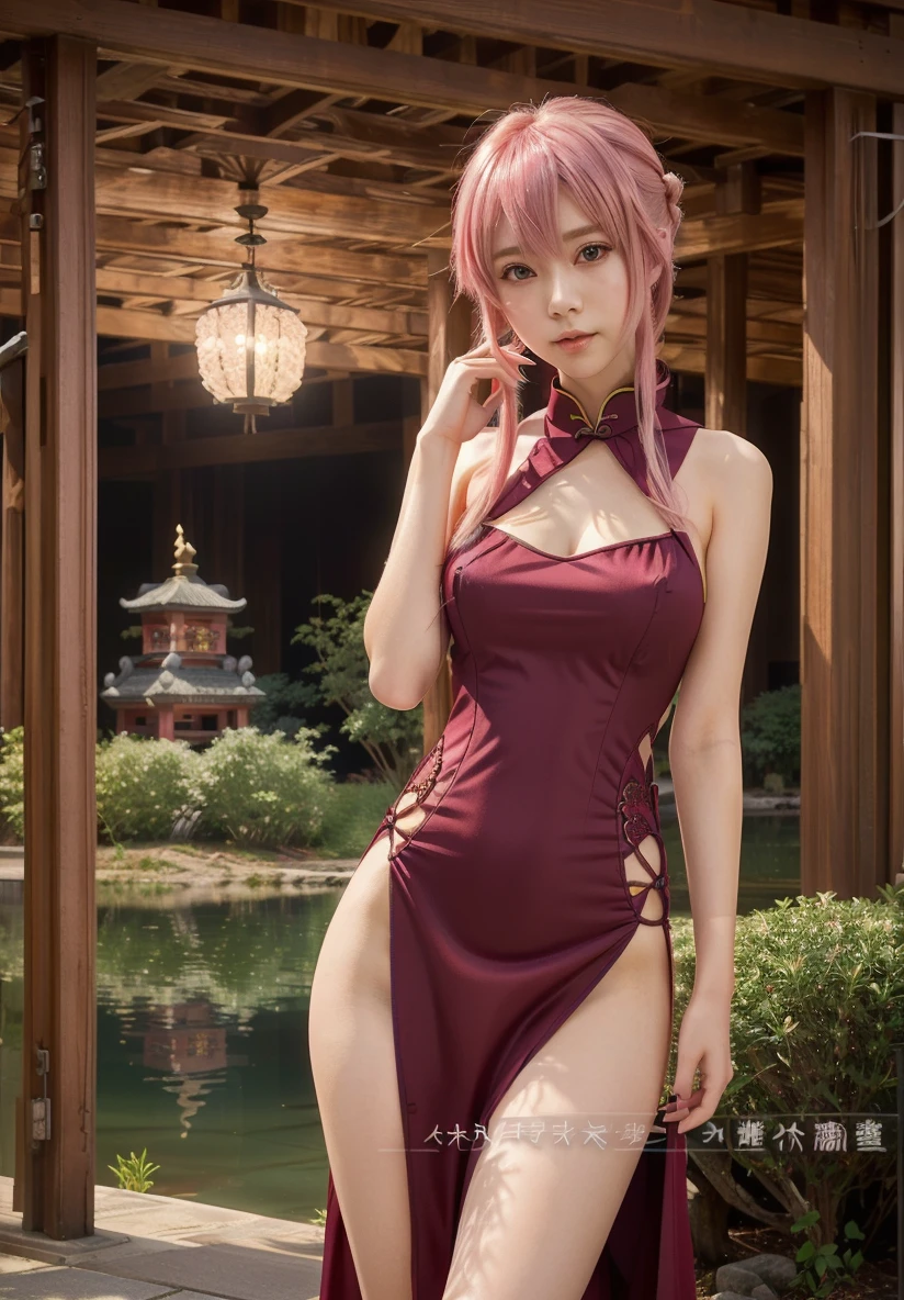 (8K, top-quality, masterpiece:1.2), (reallistic, Photorealsitic:1.37), Super Detail, One girl,), (Highly detailed), (beautifully detailed eyes), (of the highest quality), (super detailed ), (masterpiece), (Detailed face),20yr old, ,1 girl, ((pink hair,long hair)), medium breasts, clothed, Perfect Lighting, BREAK, (shiny satin fabric:1.5), (tight-fitting:1.5), (halter-neck top:1.5), (waist ribbon:1.5), (high-waisted flared skirt:1.5), (A-line silhouette:1.5), (crystal details:1.5), (purple:1.5), (high heels:1.5), (accessories:1.5), BRAKE, (upper body to thighs:1.2), (long pink hair:1.2), (smiling:1.2), (looking at viewer:1.2), (dynamic pose:1.2), (hand on hip:1.2), (holding skirt:1.2), (magic forest background:1.2), (fantasy:1.2), (rabbit:1.2), (shiny lighting:1.2), BRAKE
