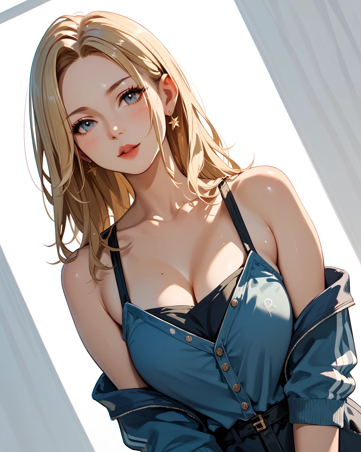 portrait, actual, blue eyes, Blonde hair, Large Breasts, 4K resolution, High quality CG, Beautiful CG, Soft Light, 
