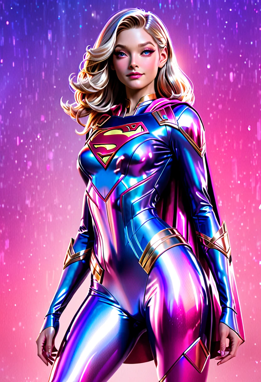 Best quality, realistic, blonde, award-winning Supergirl illustration, (complicated detail: 1.2), (fine detail), (complicated detail), (cinematic lights, best quality backlight), sharp lines, sharp focus, official art, unit 8k wallpaper, absurd, unbelievably absurd, huge file size, ultra- (in_main_street:1.21), (neon lamp), fantasy art, rtx,((triangle closeup photo by award-winning studio)),  1Supergirl, very pretty, (shut up), small breasts, ((Cyberpunk city Street, Battle Maiden)), perfect hands, beautiful detailed blue eyes, Perfect Face, (Cyberpunk blouse, leather jacket, Martin boots) ,,(headphones_around_hair),((pleated skirt) ), ((supermodel pose)),