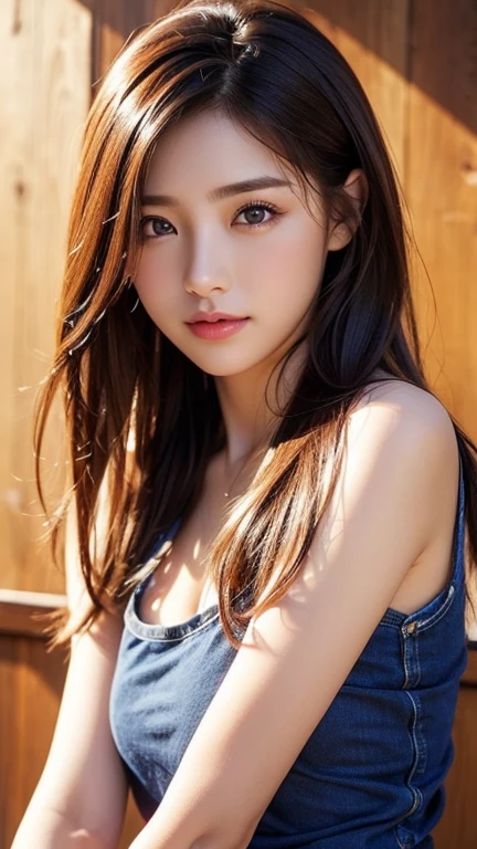 Sexy Big 、Sexy cute looks and cute  beautiful girl, beautiful and sexy face、A strong wind blows my hair in front of my face, ((((A large, beautiful natural breast with deep cleavage:1.4, Heavy chest, Cleavage)))), Metallic blonde straight hair、beautiful, Cute and sexy eyes hidden behind long bangs, Swimwear, ((Random sexy poses, Ecstatic Eyes:1.2)), Official Art，Highly detailed CG Unity 8k wallpaper, (masterpiece:1.0),(Highest quality:1.0), photo shoot, 8k, Browsing Caution, High resolution, Kodak Portrait 400, Film Grain, Lens flare brilliance,Very low camera angle, View your viewers, Satomi Ishihara