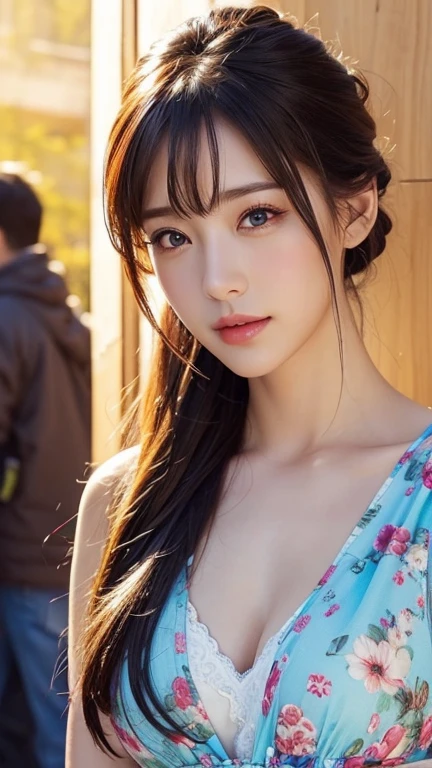 Tabletop, Highest quality, figure, Super detailed, In detail, High resolution, 8k wallpaper, Perfect dynamic composition, Beautiful attention to detail, yukata, Off the shoulder, Cleavage, whole body