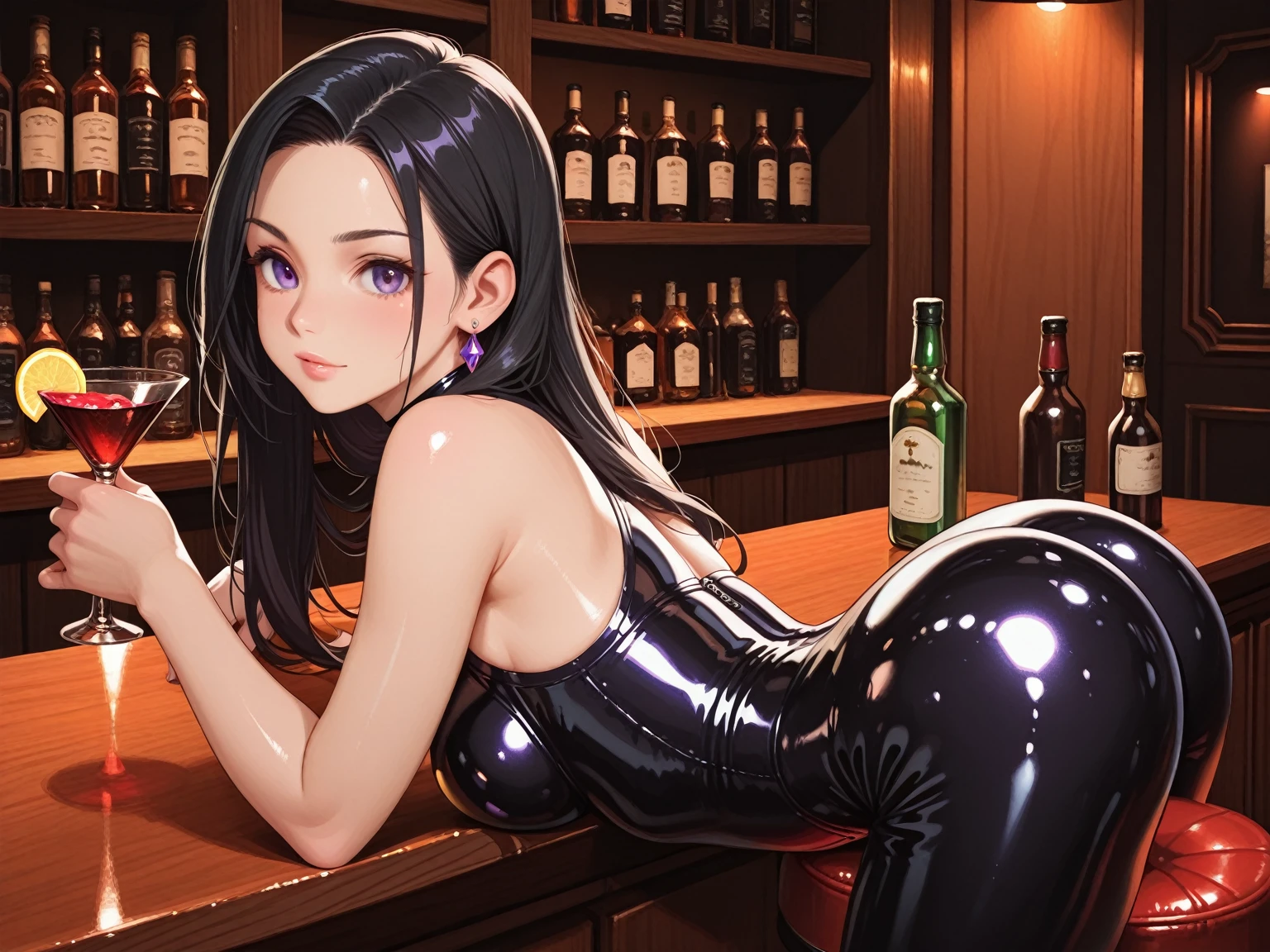 Working in a bar at night、Tifa Lockhart High leg cut outfit Large Breasts Big penis attractive vagina Having sex Sensual pose A lot of semen