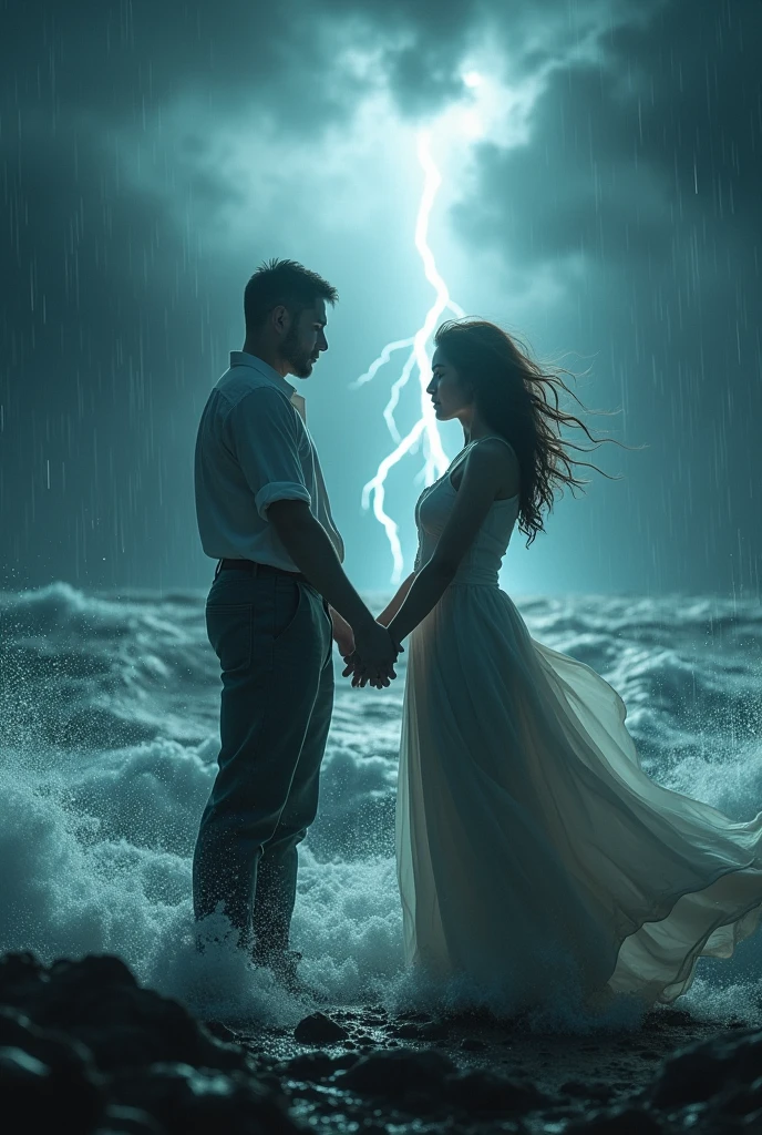 (great masterpiece、high-level image quality、hightquality)、(A Japanese Lady、young and cute、24 year old)、(Extreme weather、Thunder and lightning、Very heavy rain、heavy wind)、(Thinking about the meaning of life)、Despressing、terroral、uneasy、murky、Earth cataclysms、Is There Love??、artistic、