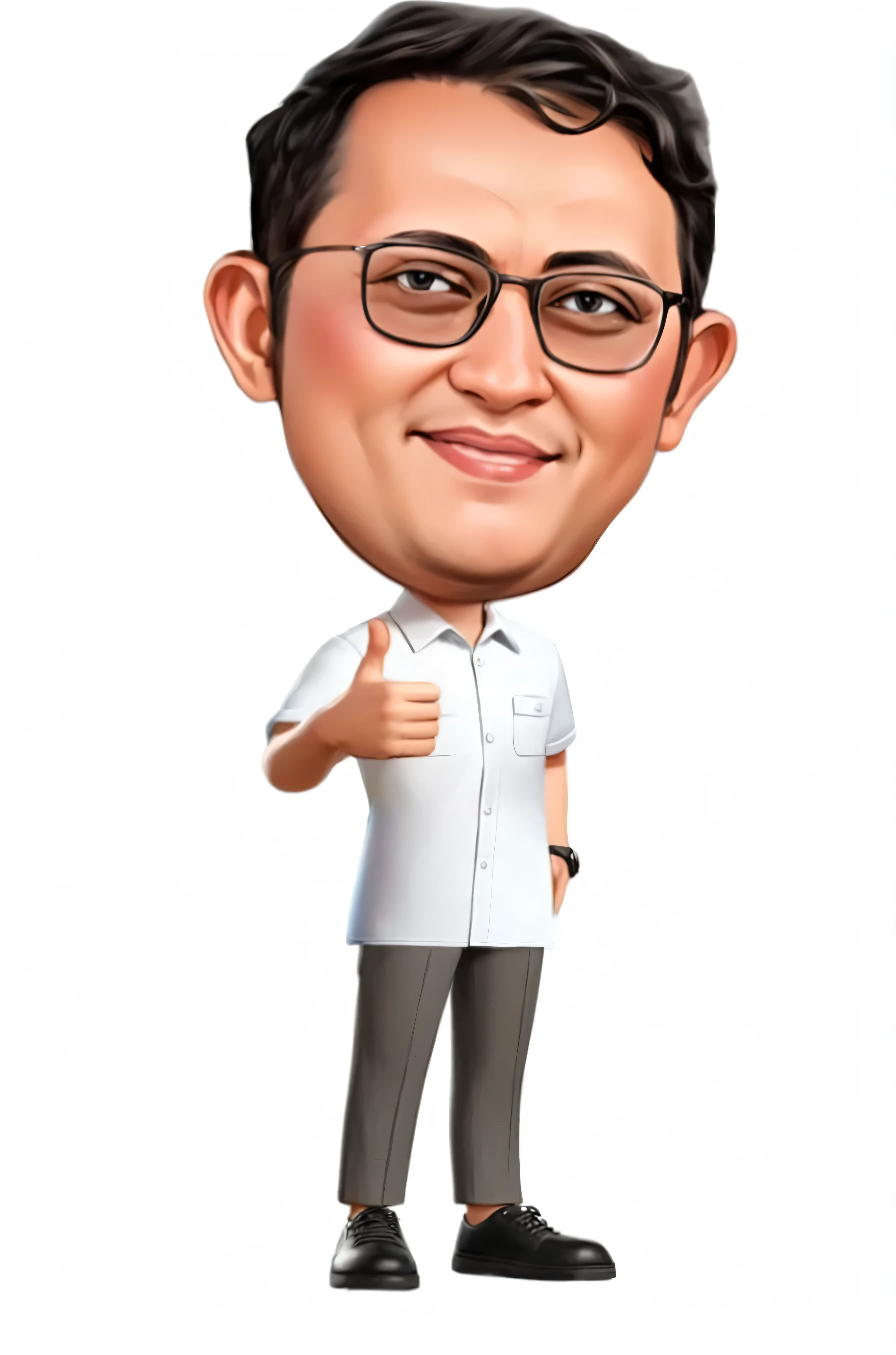a cartoon man with glasses giving a thumbs up, caricature illustration, caricature, in cartoon style, ceo, cartoon image, caricature style, ramil sunga, cartoon portrait, unbiased render, toon rendering, by Abidin Dino, fullbody portrait, ismail, potrait, chibi, official illustration, realistic cartoon, portrait full body, high quality portrait, caricature!!!
