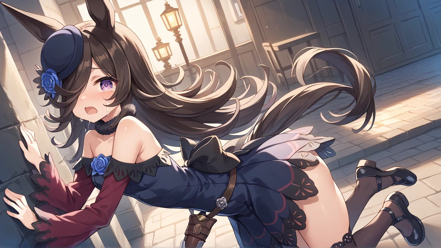 masterpiece, highest quality,One girl,Too much exposure,Black Hair,Long Hair,blue eyes,knight armor,Pink ribbon,I can see your pants,garter belt,blush,embrrassed,Pain,(Lots of urine leakage),(Stains on the crotch of clothes),Put your arms behind your head,Raise the hand,bound,tears,Hollow Eyes,The body is slim,Medium chest,Sweat,Suppressed,Put your arms behind your head,Raise the hand,bound,Lock,Locked,defeat,BDSM,rope,shibari,handcuffs,bondage,indoor,Rubbing her crotch against a wooden horse,torture,Heavy breathing, masterpiece, highest quality, High resolution,