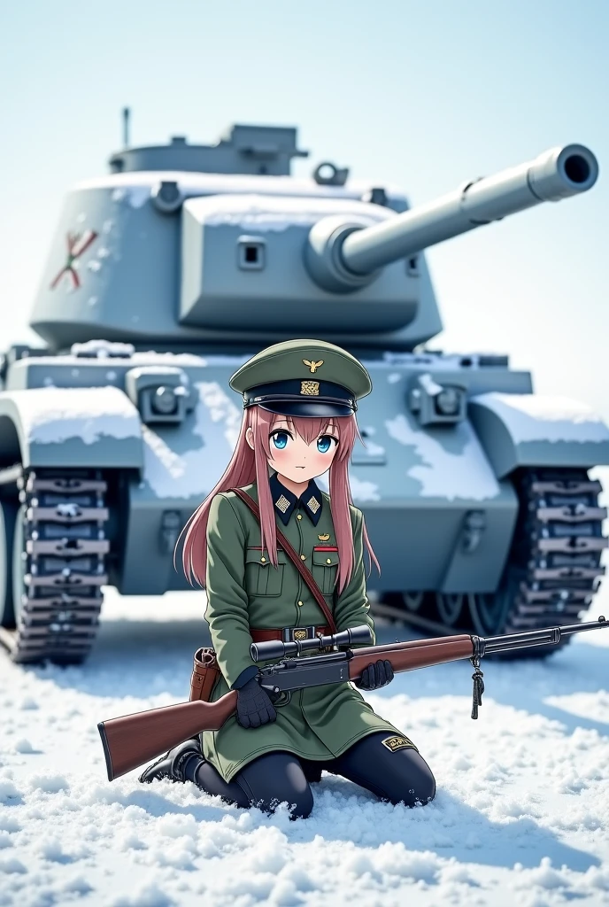 score_9, score_8_up, score_7_up, score_6_up, score_5_up, score_4_up, source_anime, masterpiece, best quality, 1girl, solo, tank, panther tank, tank commander, ground vehicle, military vehicle, caterpillar tracks, delstyle, outdoors, snow, winter, park, city in background, salute, military uniform, huge breasts, very long hair, blonde hair, military helmet, bangs, blue eyes, looking at viewer, cold, closed mouth, v eyebrows, smile, blush, steam, perfect hands, <lora:Perfect Hands:1>, <lora:StS_detail_slider_v1:4>, <lora:add-detail-xl:0.5>, <lora:Del_style_for_Pony_XL:0.6>, <lora:Tank_commander_concept:0.8>