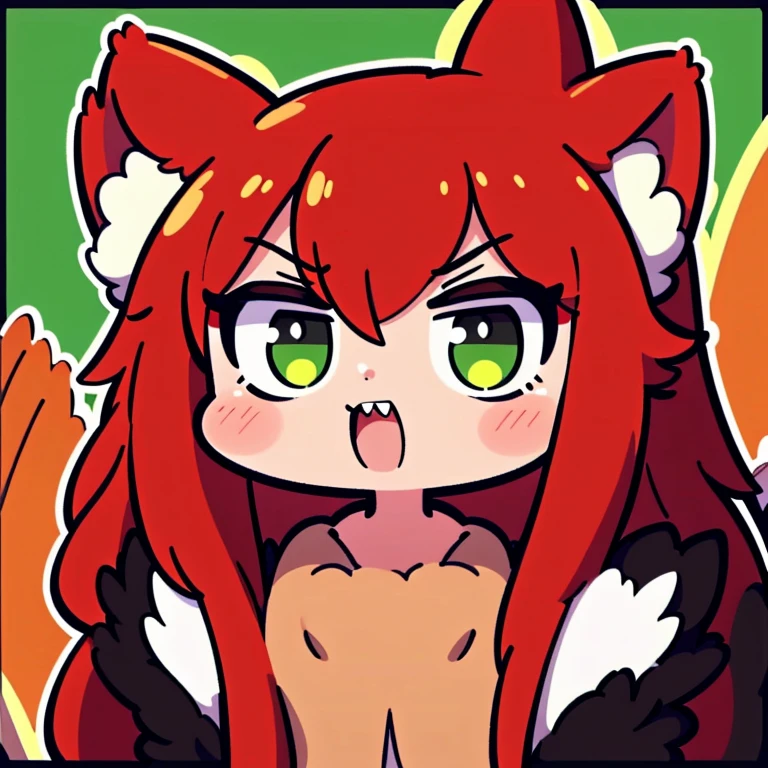Red hair, green eyes, short hair, naked, white background, smoll stature, chibi, flat cheast, flat tits, show pussy, unclothed. medium thighs, small breasts, 1 girl, one girl, Open mouth, small stomach, curvy waist, round butt, show tits, small belly, clear skin, 1 girl, cute girl, smoll tits, curvy waist, good butt, (lifting shirt ), (panty pulling), purple shirt, black eyeshadow, baggy eyes, fake bear ears, flame, tongue out, ahegao face, eyes up, one girl, pink pussy, 1 girl, 1 girl