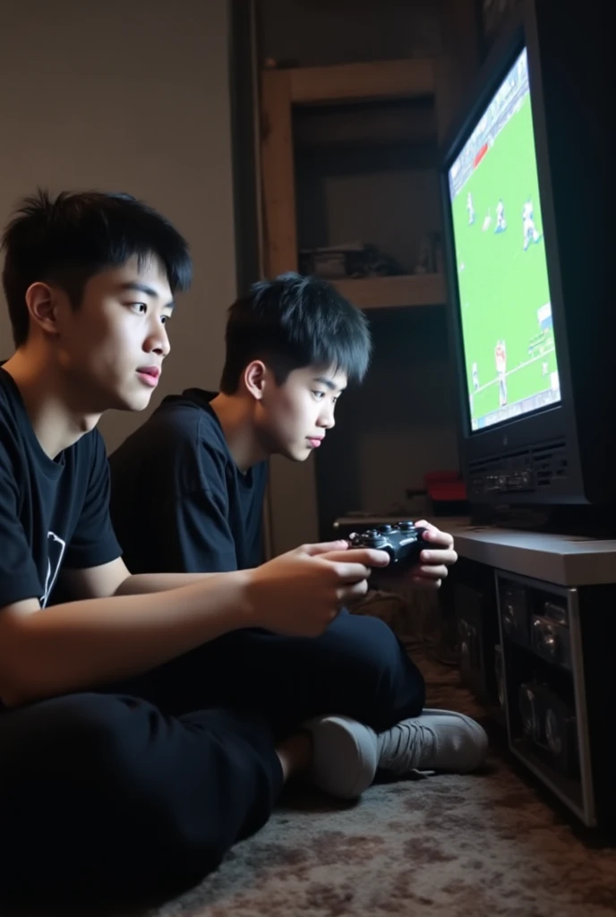 Two men playing video games 