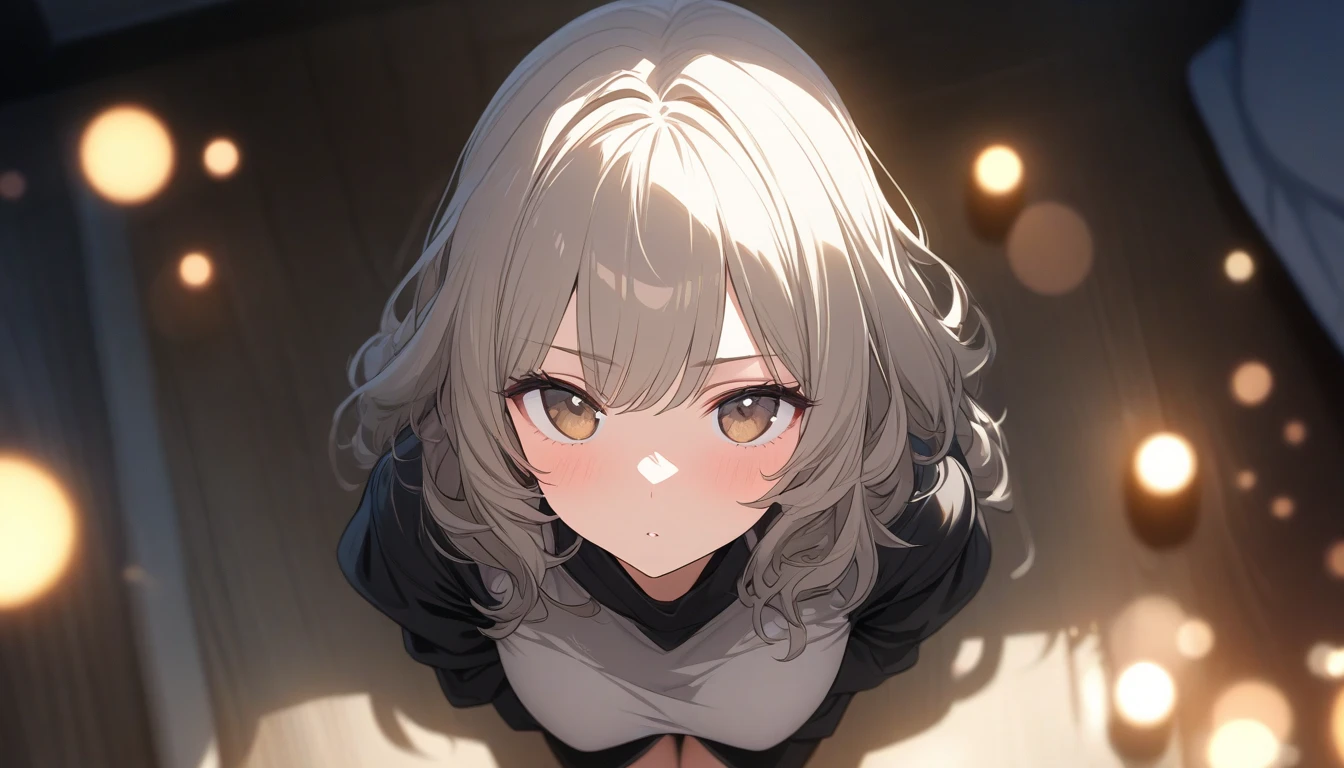 1girl,portrait,Wolfgirl,yellow eyes,masterpiece, best quality, very aesthetic, absurdres,High Saturation,fullbody,barefoot,sitting,knees up,knees on Face,front View,