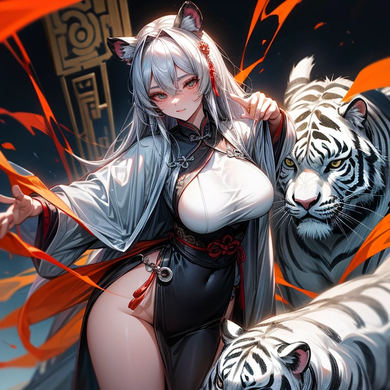 Chinese legend. The goddess stands behind the white tiger. giga_busty