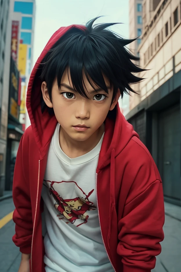 Screenshot of my hero academia.
a girl with completely black and short hair, straight, bright and very attractive small red eyes, His expression is serious and he is wearing the UA uniform., The source is Izuku Midoriya and Ochako Uraraka