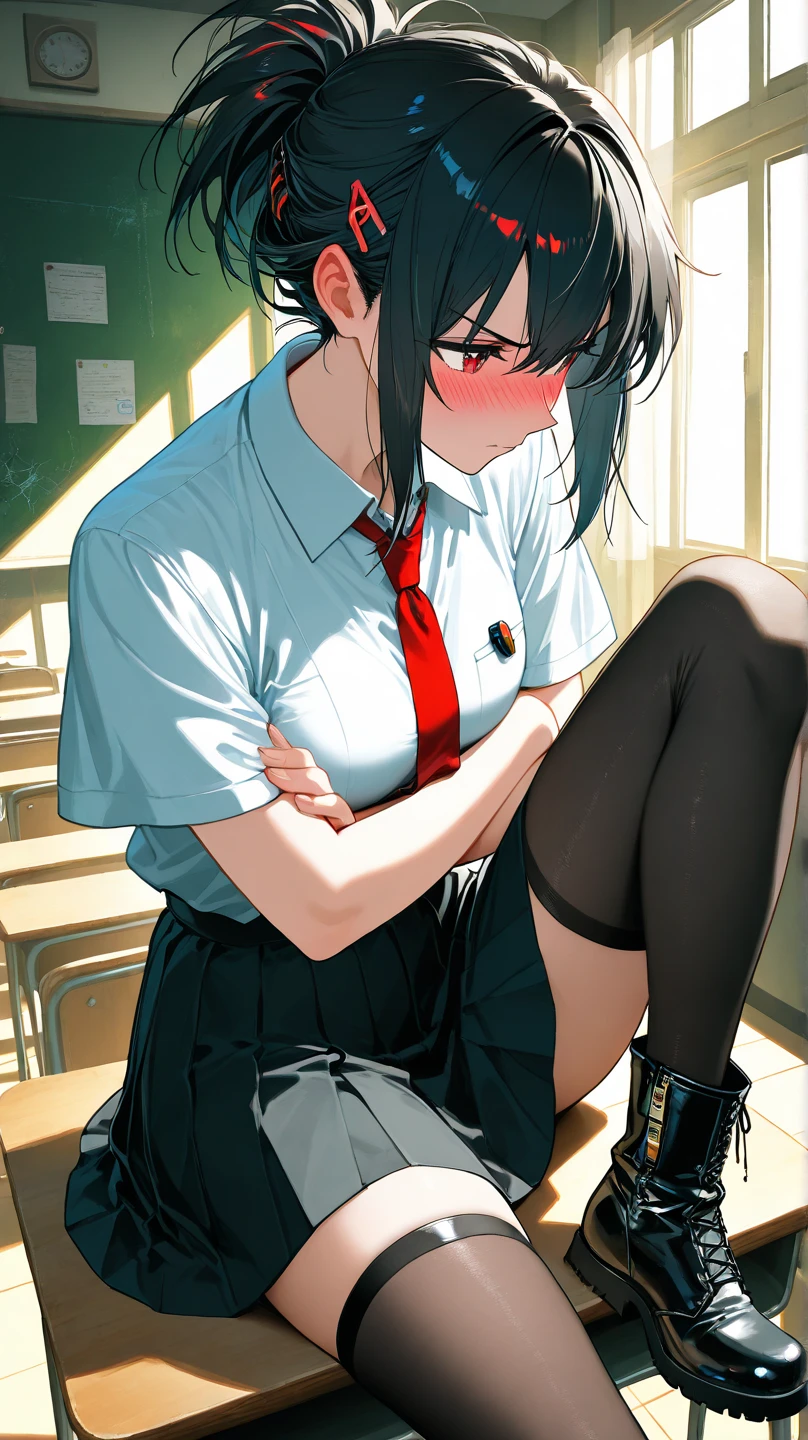 ulzzang-6500-v1.1, (raw photo:1.2), (photorealistic:1.4), ((Blood coming out of Vagina1)), ((wide open legs sitting on a desk)) (sitting down) sitting on desk (Porno school girl outfit with tie) beautiful detailed girl, very detailed eyes and face, beautiful detailed eyes, ridiculous, incredibly ridiculous, huge file size, super detailed, high resolution, very detailed, best quality, masterpiece, kemomimi, ((Japanese girls' high school uniform with no panties)), visible 1pussy, 1pussy, visible, illustration, very detailed, CG, unified, 8k wallpaper, amazing, Fine details, masterpiece, best quality, very detailed CG uniform 8k wallpaper, light on face, cinematic lighting, 1girl, , ((no panties)), (Wide open legs sitting on desk) in school