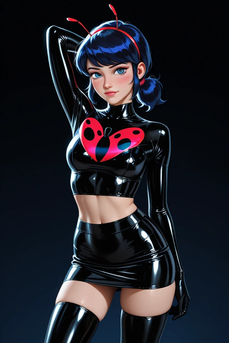 Mavis wearing Spidergwen costume, Spidergwen costume, red and black, mavis, black hair