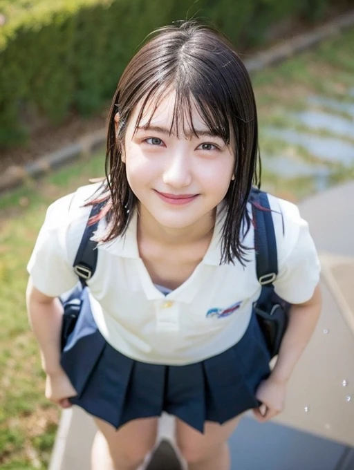(2Split Photo:1.3)、Magazine Cover:1.3、Japanese,10 years old,Innocent face,Teenage Girl,cute,Primary school students,Private elementary school,uniform,Carrying a small red backpack,Summer clothes,Sitting、front、Cute smile、Laugh with your mouth wide open、((Semen dripping from the mouth:1.2))、Mouth full of semen:1.5、A lot of semen on the tongue、((Cloudy, thick semen))、whole body、Full Body、Semen dripping from the genitals、You can see the nipples、Not wearing a bra