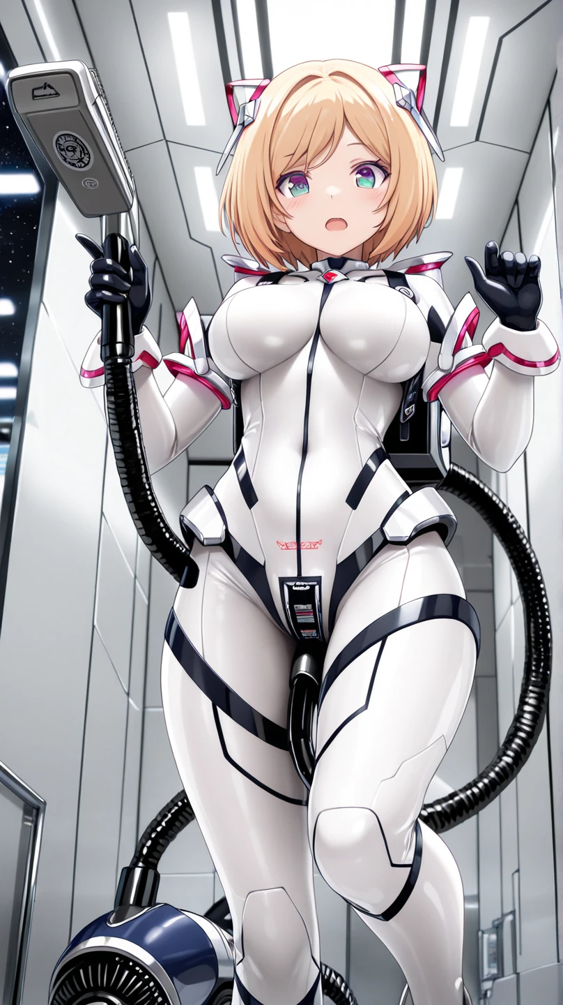 ((1 girl), Sayla Mass, elegant), bending waist、woman's whole body、see the beholder, mature woman,、bright smile、shy、blush、expression of ecstasy、erotic、charming、Charm、bob short、bangs、shiny blonde hair、blue eyes、long, well-shaped eyelashes、perfect eyes、Slender eyes、glossy pale pink lips、(Plump slender body of a mature woman、plump body:1.3、shiny skin、Beautiful big breasts:1.1、thin waist、Beautiful butt、Thick thighs、beautiful long legs)、perfect arms、perfect hands、perfect fingers、perfect body shape、perfect anatomy、Army pink uniform dress with short super miniskirt、glove、boots、(Super miniskirt You can see the pants in the miniskirt), cameltoe, lilac lace shorts、真っ赤なロングboots)、sweaty、sweaty、 steam、steam、sexy genital pose gesture、cheeky pose、(Hands on the chest)、legs spread、nsfw, From Above、cowboy shot, no gravity, figure, cinematic lighting、diffused lighting, sharp focus、fisheye lens、wide angle lens、Bright colors, Practical Light, (background is blurred:1.1)、highest quality, disorganized, good quality、Realistic, ultra high resolution, masterpiece、HDR、UHD、8k