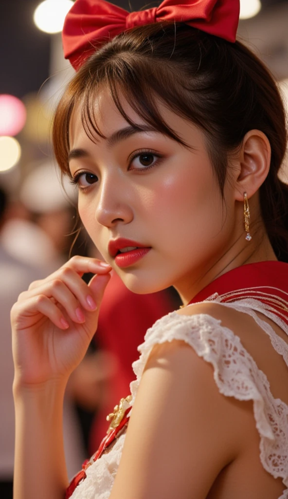 Dark brown hair、Light brown eyes、Japanese actress、 Lady、I am about 40 years old..、(Intricate details:1.2)、(Which is higher???:1.4)、 (超High resolution:1.2)、超High resolution、(Fine-tune)、(Detailed faceの特徴)、Hmph、8k resolution、D cup size breasts、Long Hair、Hue、night、,Full body photo、masterpiece, (One beautiful person), Detailed eyes, Highest quality, 超High resolution, (reality、festival、Opening a store、candy stall、night、walk: 1.4), Original photo, One Girl, Cinema Lighting, standing、 Asian Beauty, Beautiful skins, (超reality的な), (High resolution), (8k yen), (Very detailed),(Ultra-detailed), Detailed face, Fireworks display、Opening a store、yukata、Put your hair up、Japanese clothing、Hairpin、night、