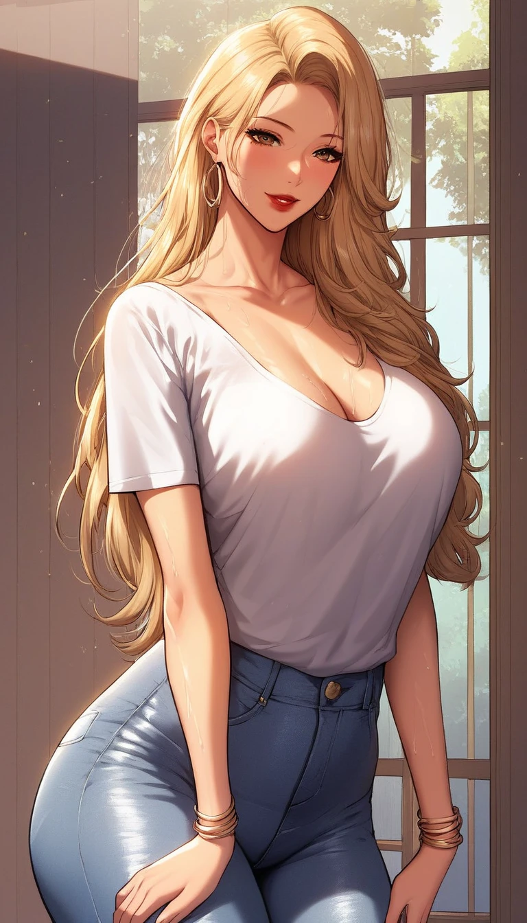 (best quality, ultra-detailed, photorealistic: 1.39), bright and vibrant colors, studio lighting, romantic expression, Kayra is a beautiful girl with big round breasts, Kayra is cute with short wavy white hair, bow, sparkle in her eyes , Kayra She is very charming with mischievous blue eyes and a shy smile, but she suffers a lot of judgment and bullying from other girls and many people. She is sometimes charming. Kayra is 27 years old and looks like an adult woman in love. Kayra has beautiful romantic lips, Kayra is secretly in love with you but is afraid to approach and talk to you. Kayra: *I wonder if he will judge me*. I'll talk to him? Beautiful woman, sensual long sleeve blouse, beautiful shiny blouse, cute details in her hair and stylish shorts, trees in the distance, beautiful and sensual pose, Kayra is near the door of the house, leaning pose while standing, pose and delicate